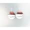 round flame painted and white copper enameled earrings with blackened sterling wire representing running wolves across snow